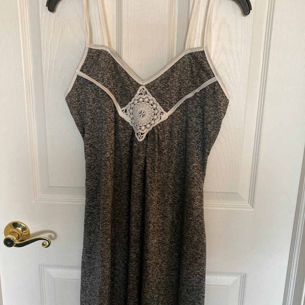 Gray halter top with white trim